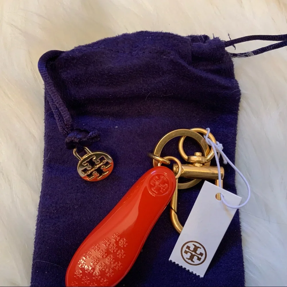 Tory Burch Logo Charm Ballet Flat Key Fob - NWT - Picture 8 of 10